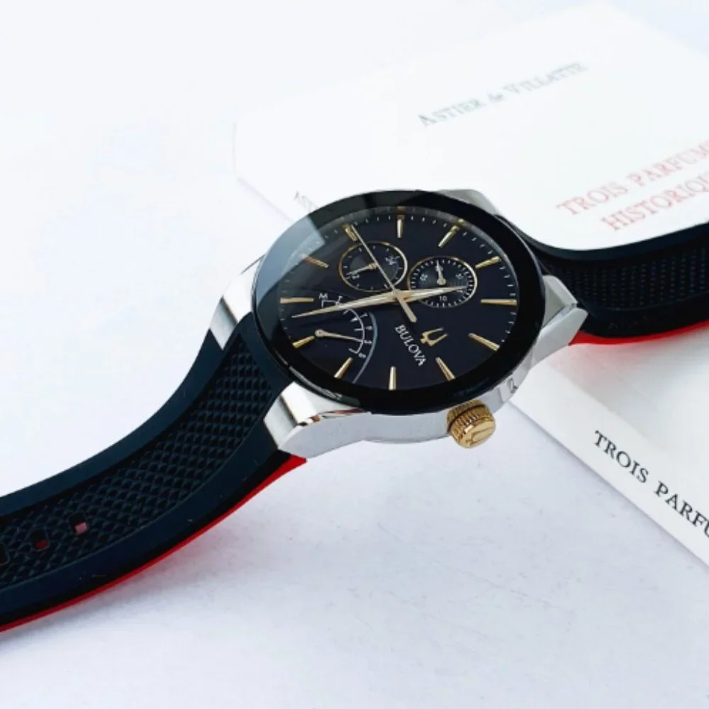 Bulova Men's Quartz Day/Calendar Black Dial Watch 41mm New